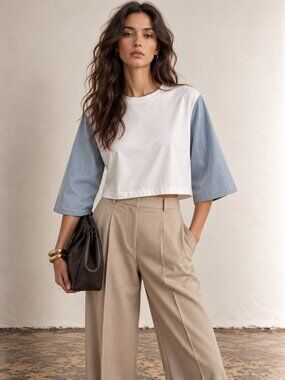Club Monaco White and Blue Long Sleeve Shirt